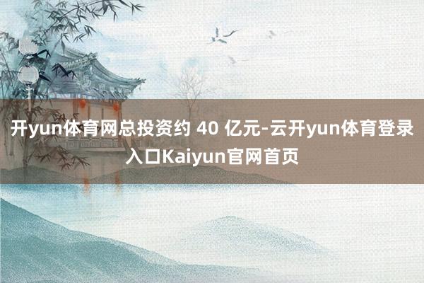 开yun体育网总投资约 40 亿元-云开yun体育登录入口Kaiyun官网首页